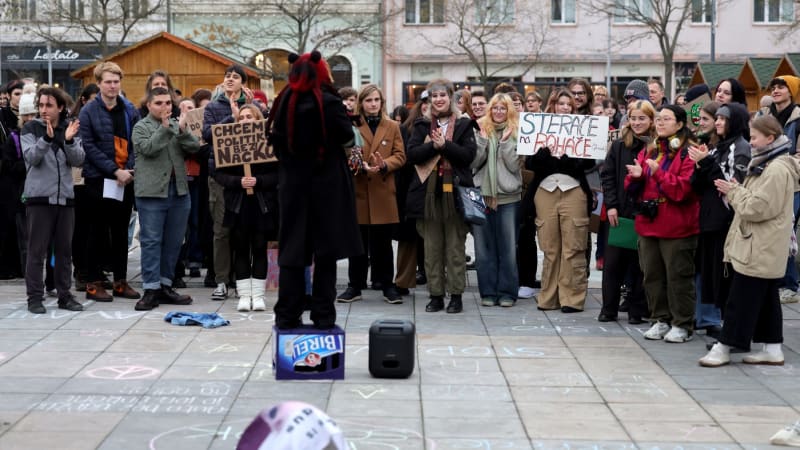 Turek do hrnku, ne do politiky. Demonstranti v Ostravě protestovali proti Motoristům ve vládě